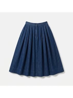 Vintage 1990s Cotton blend pleated Jim Heilman maxi skirt, navy blue Size 6